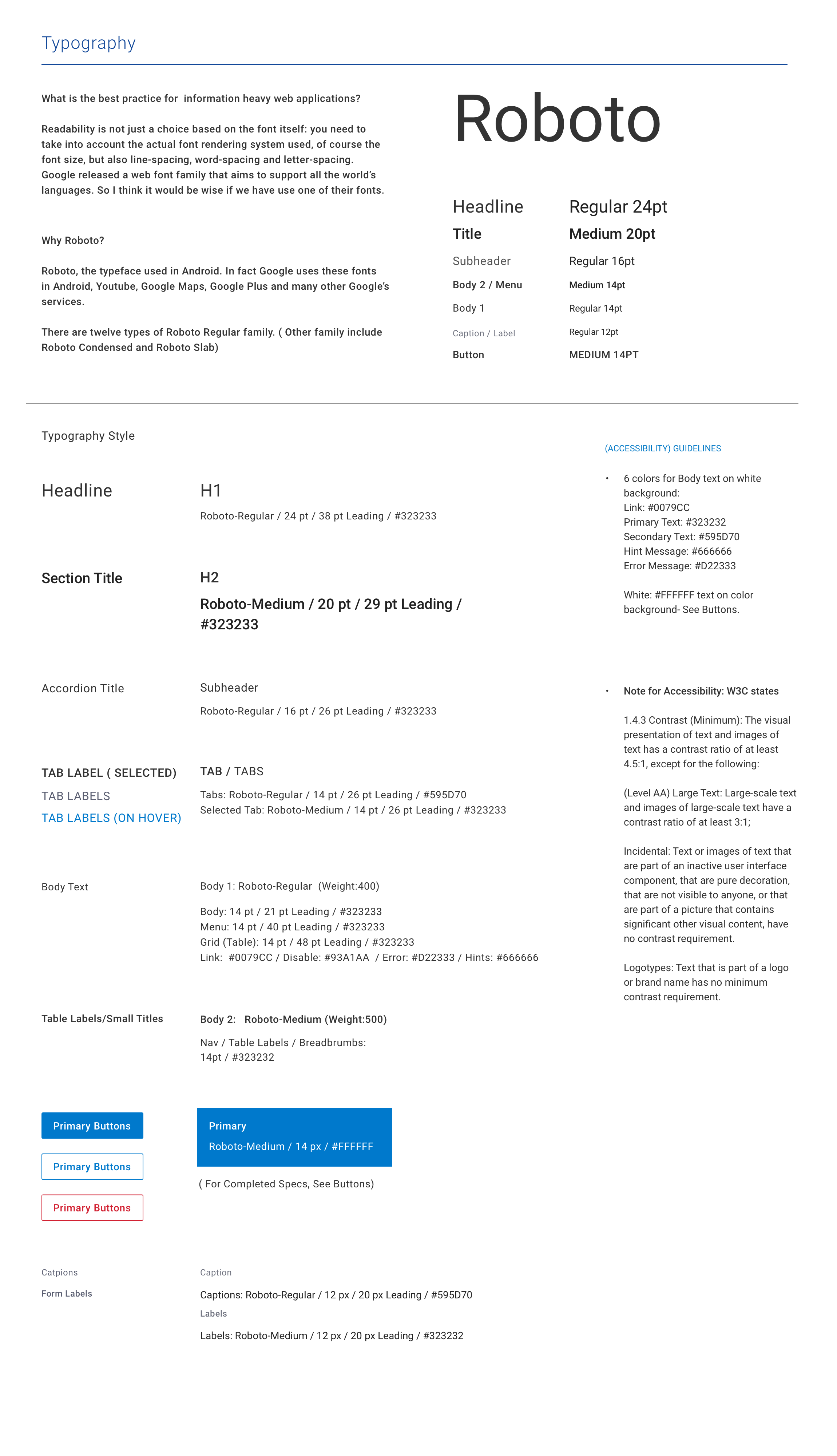 Type specification screen from the Apttus NOVA Design System.