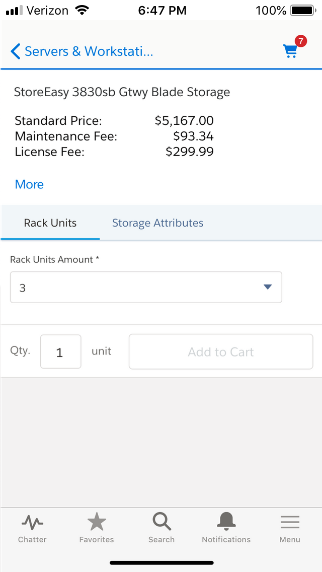 Mobile screen showing Product Configuration page in Apttus CPQ.