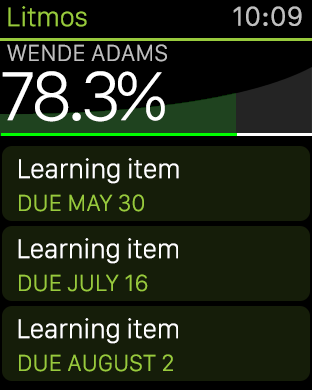 iWatch Litmos home screen design.