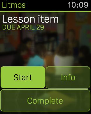 iWatch Litmos example lesson screen design.