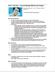 Screen capture of Mid-level Business Analyst persona document.