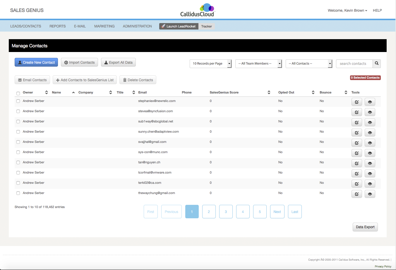 Screen capture of CSS reskinned Sales Genius UI.