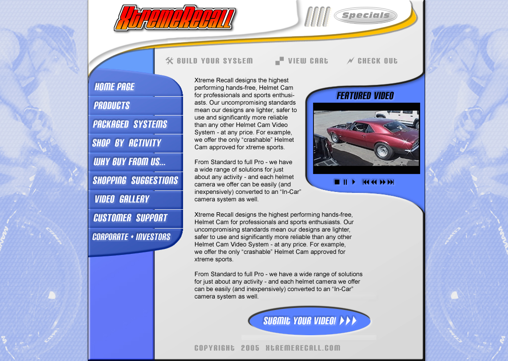 First mockup of home page for Xtreme Recall web site. First mockup of home page for Xtreme Recall web site.